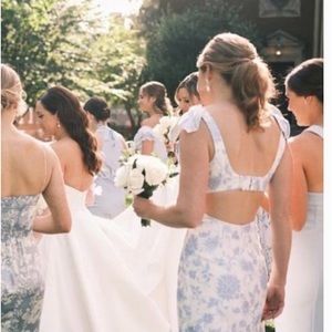 Zimmerman Postcard Floral Blue Open Back Linen Midi Dress 
Retail $695